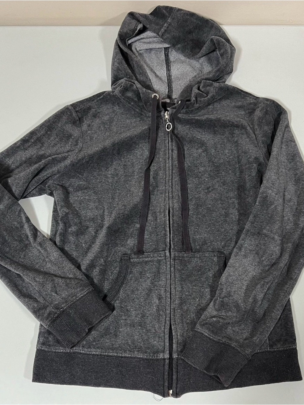 New York & Company Gray Velour Zipper Sweater Sweatshirt Hoodie Outerwear XS 🩶